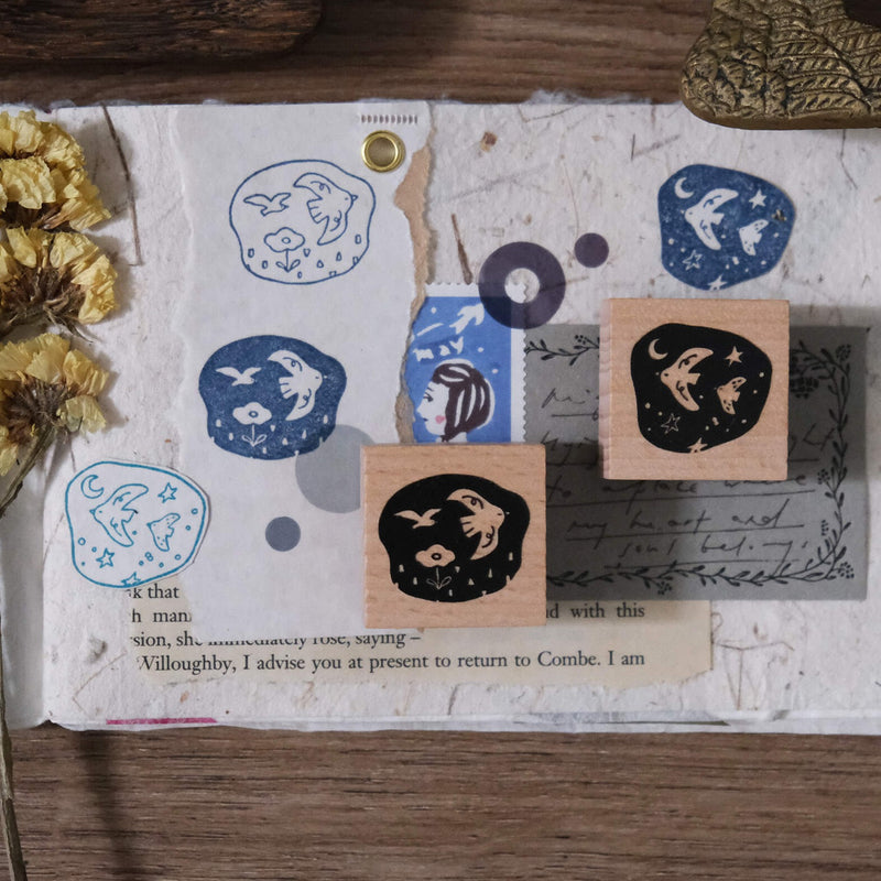 Birds// Day & Night Rubber Stamp Set