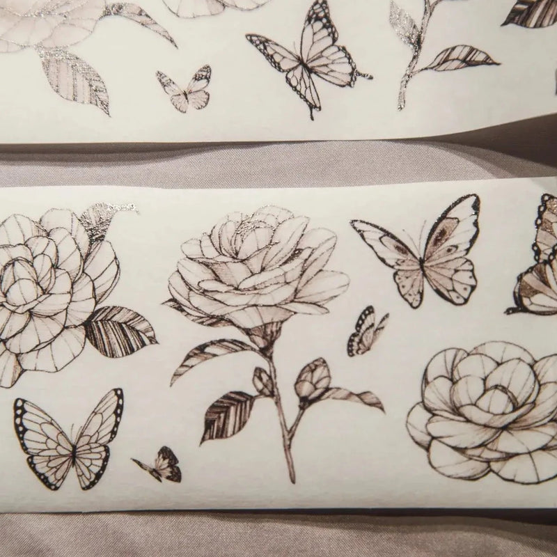 modaizhi Washi Tape - Camellia (Black & Brown)