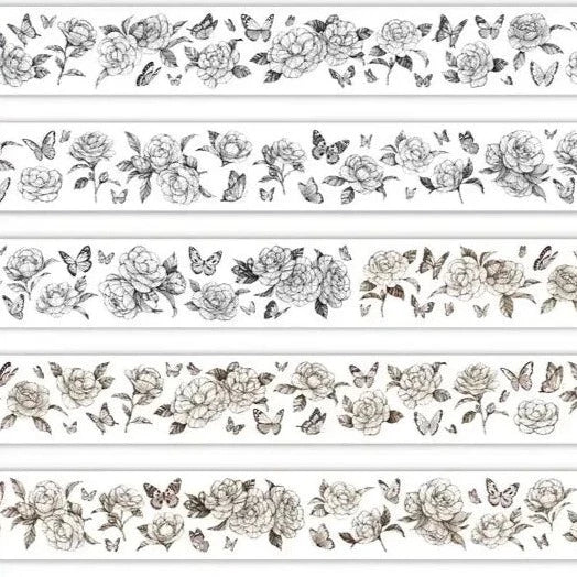 modaizhi Washi Tape - Camellia (Black & Brown)