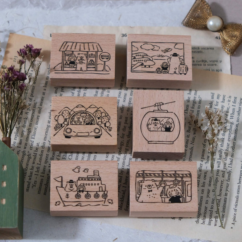 Bear & Girl: Travel Together Rubber Stamp