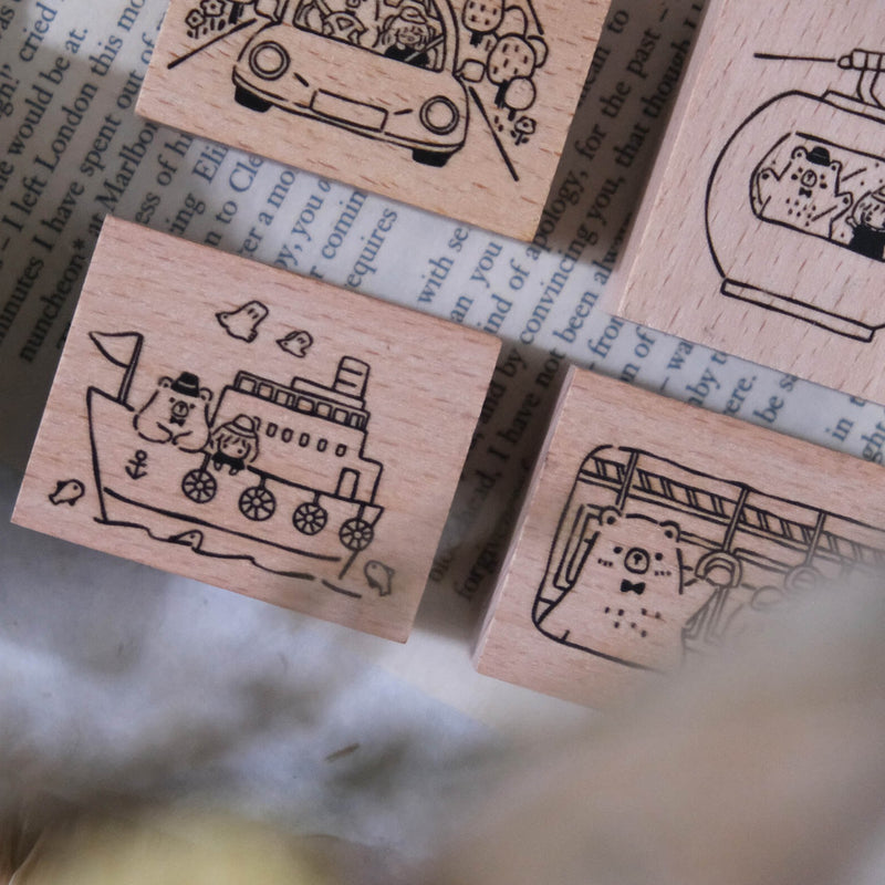 Bear & Girl: Travel Together Rubber Stamp