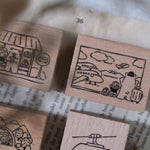 Bear & Girl: Travel Together Rubber Stamp
