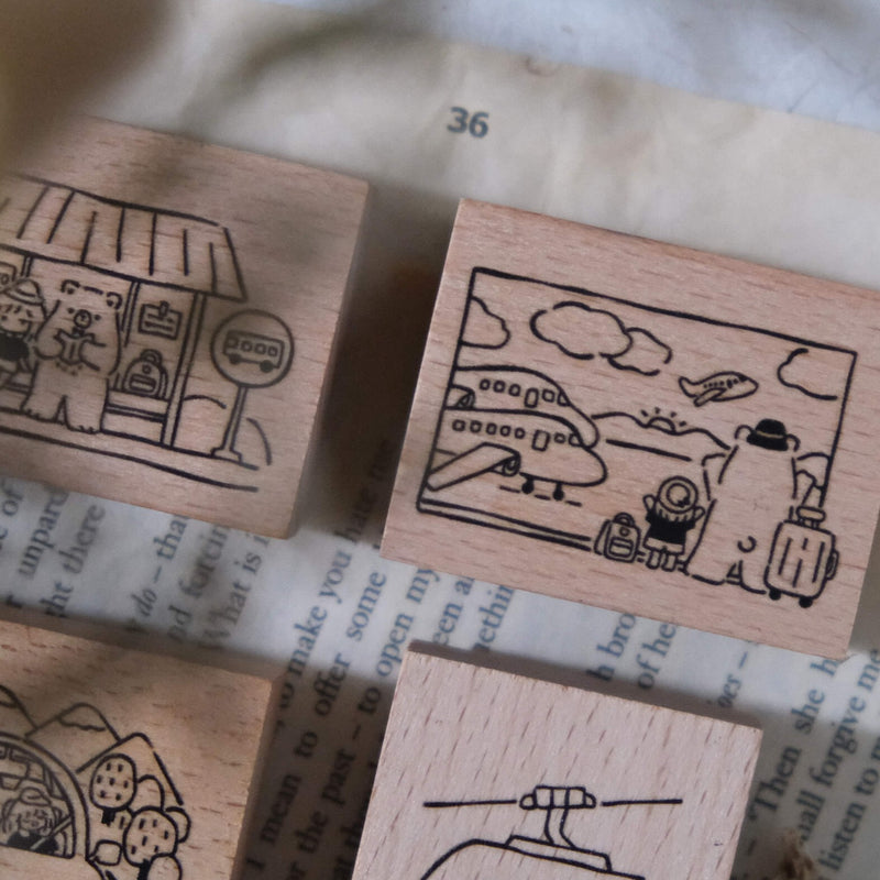 Bear & Girl: Travel Together Rubber Stamp