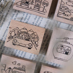 Bear & Girl: Travel Together Rubber Stamp