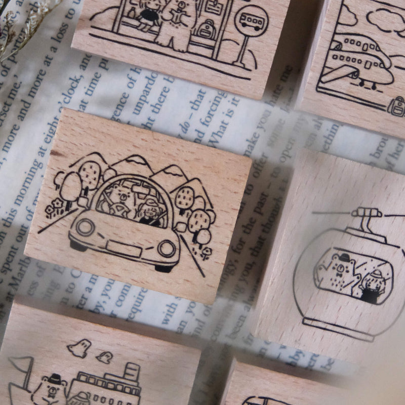 Bear & Girl: Travel Together Rubber Stamp