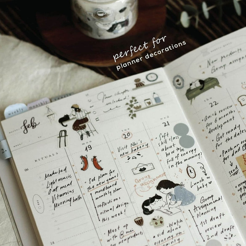 teayou Die-Cut PET Tape: Neko Cafe