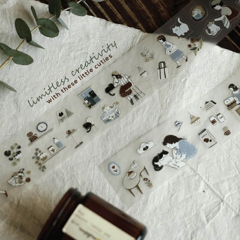 teayou Die-Cut PET Tape: Neko Cafe