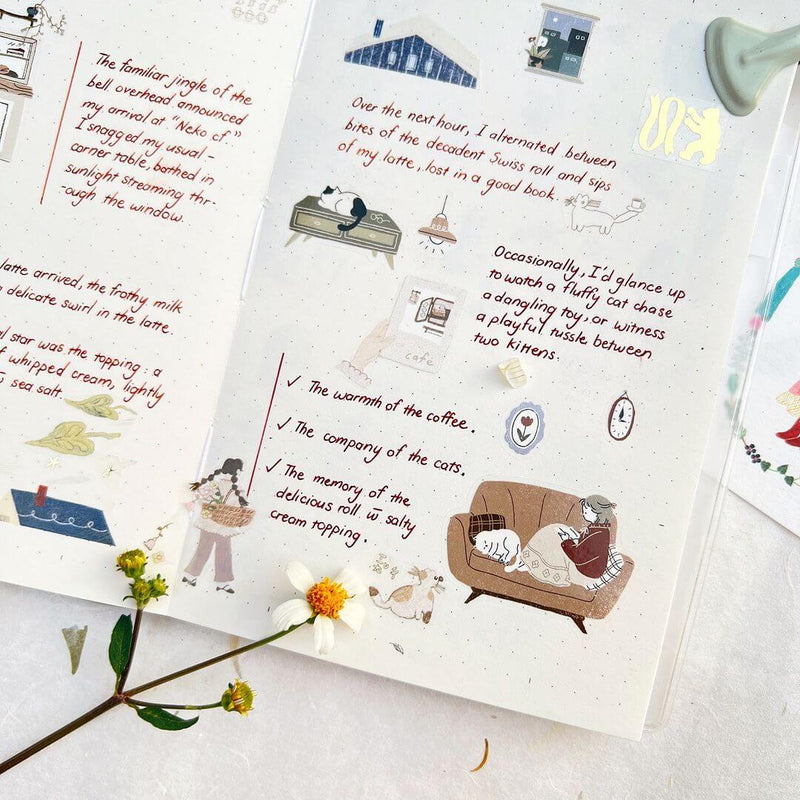 teayou Die-Cut PET Tape: Neko Cafe