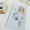 Mitobe Naoko Rubber Stamp - Cat & Flower