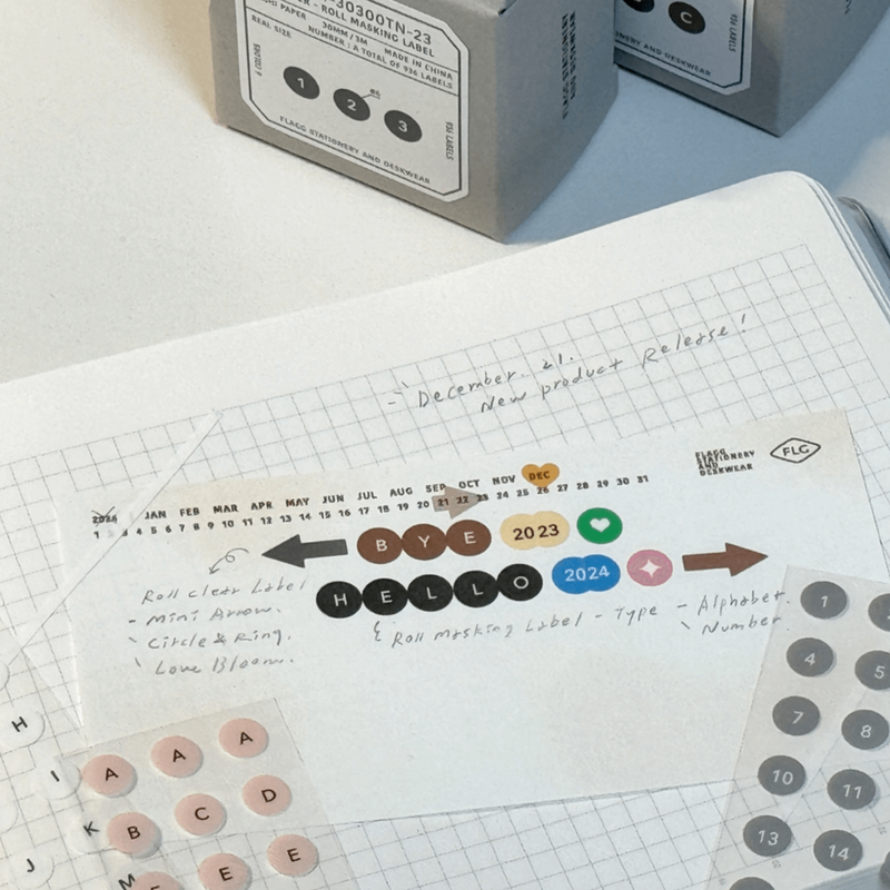 flagg Roll Masking Label - Round Alphabet