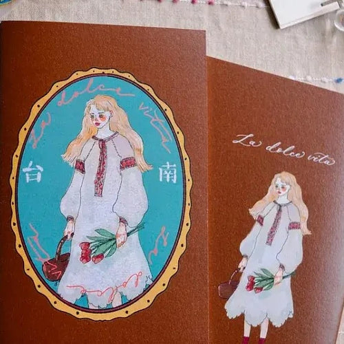 La Dolce Vita Journal Time Notebook: Tainan Embroidery Dress Girl