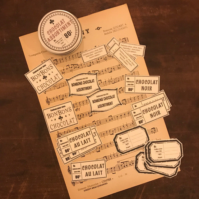 LampxPaperi Chocolate Assortment Label Stickers in Tin