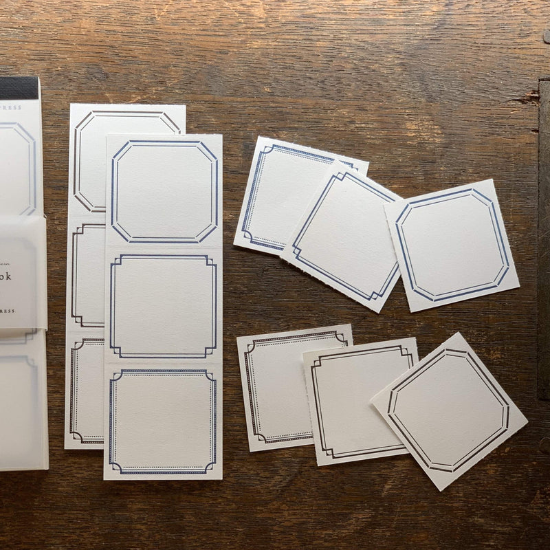 Oeda Letterpress 3 Pattern Label Book【Red & Bronze・Blue & Black】