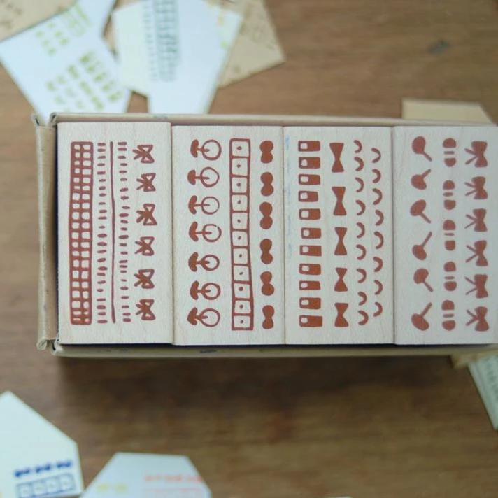 evakaku Rubber Stamp Set - Simple Dots & Lines