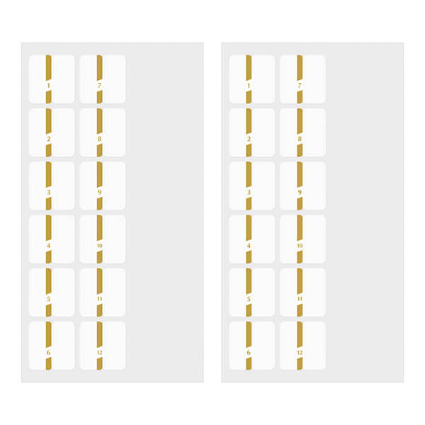 Midori Chiratto Index Labels - Number Gold