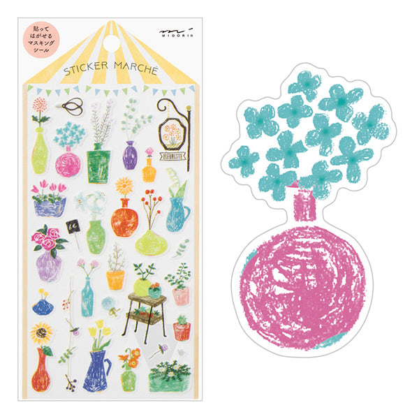MD Washi Stickers Marché - Flower Vase