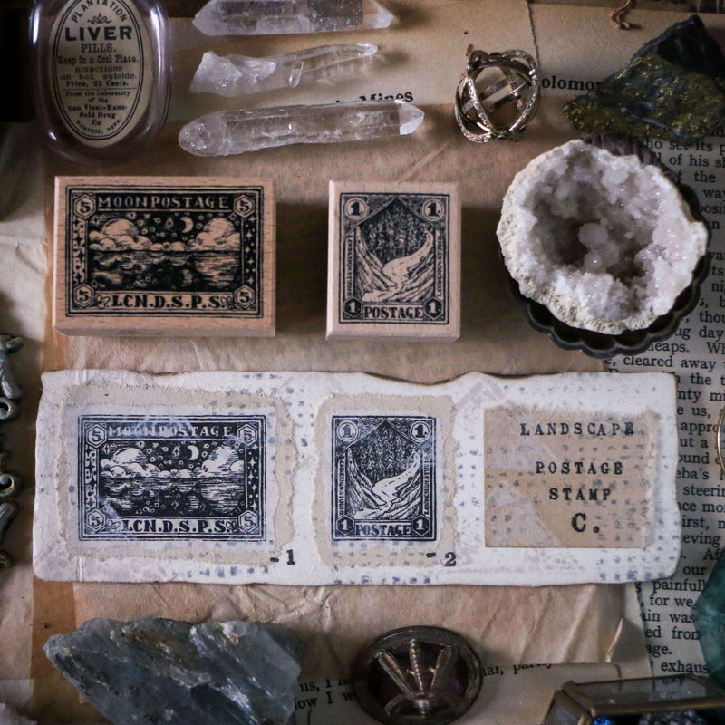 LCN Rubber Stamp Set - Landscape Postage Stamp