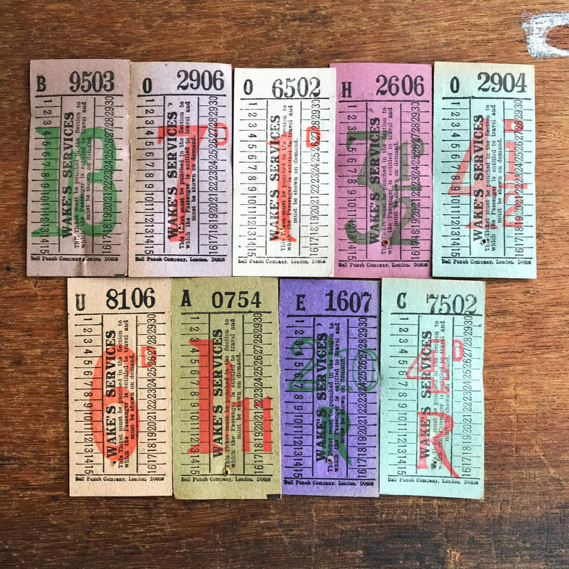 Vintage Ticket Set - Wake's Services (9pcs)