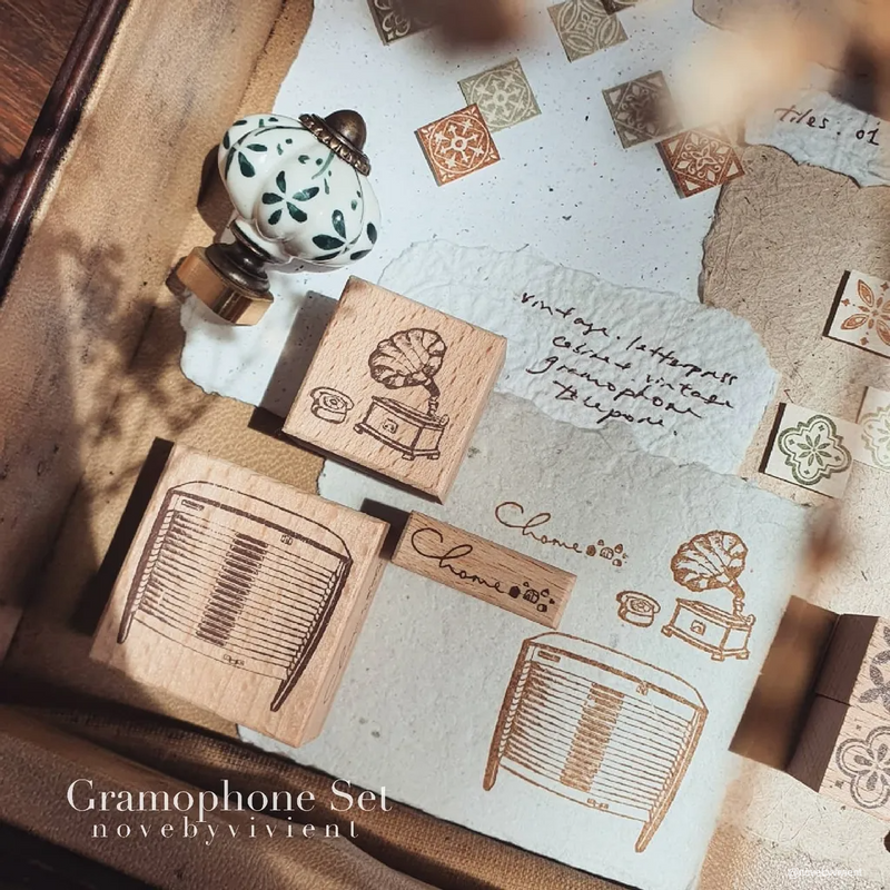 Nove Home Rubber Stamp - Gramophone Set