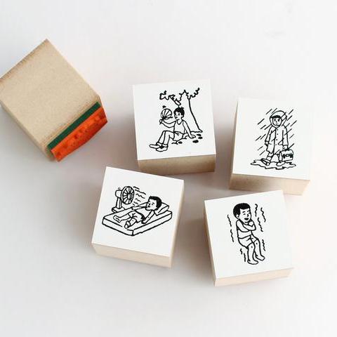 Mizushima Children Weather Rubber Stamp