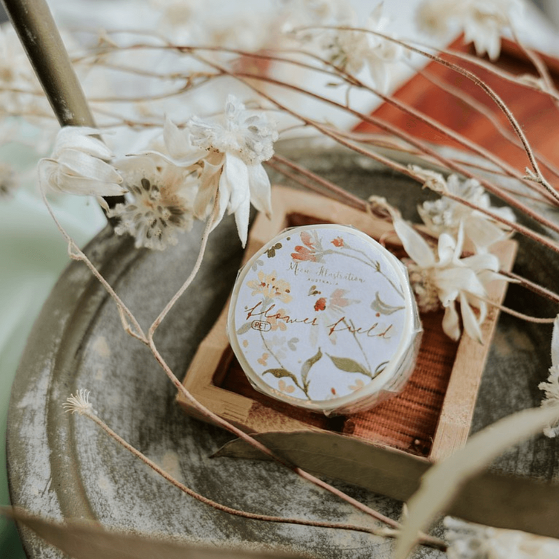 Meow Illustration PET Tape - Flower Field