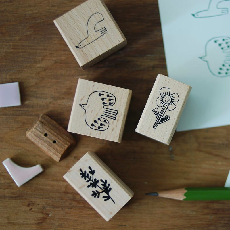 evakaku Rubber Stamp Set - Bird & Flora