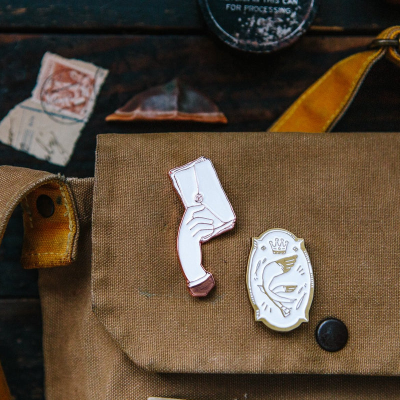 OURS Metal Brooch/Pin - Messenger Bird & Postmark