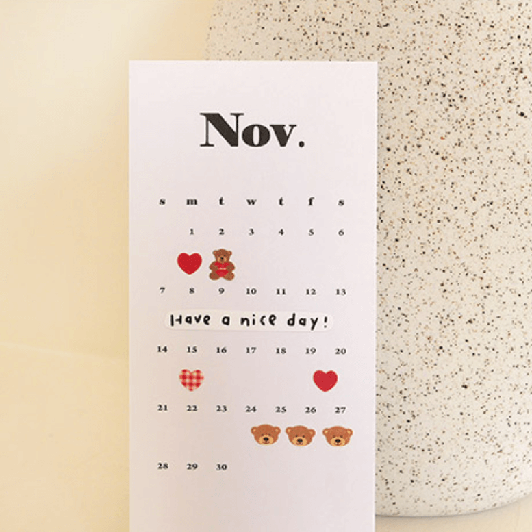 Suatelier Mini Sticker - Deco.04 (teddy bear & hearts)