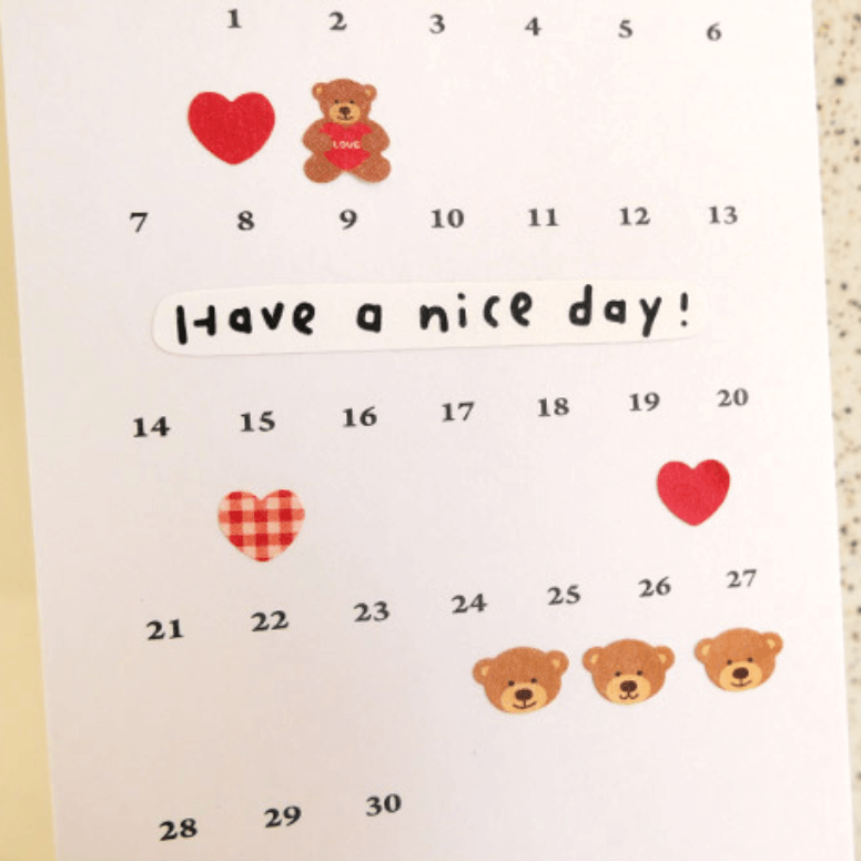 Suatelier Mini Sticker - Deco.04 (teddy bear & hearts)
