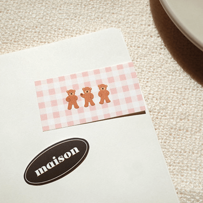Suatelier Mini Sticker - Deco.04 (teddy bear & hearts)