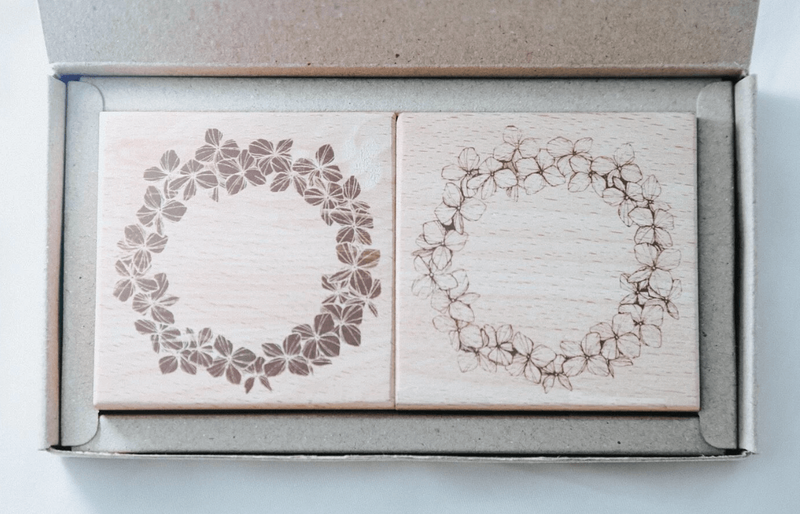 modaizhi Hydrangea Wreath Rubber Stamp Set