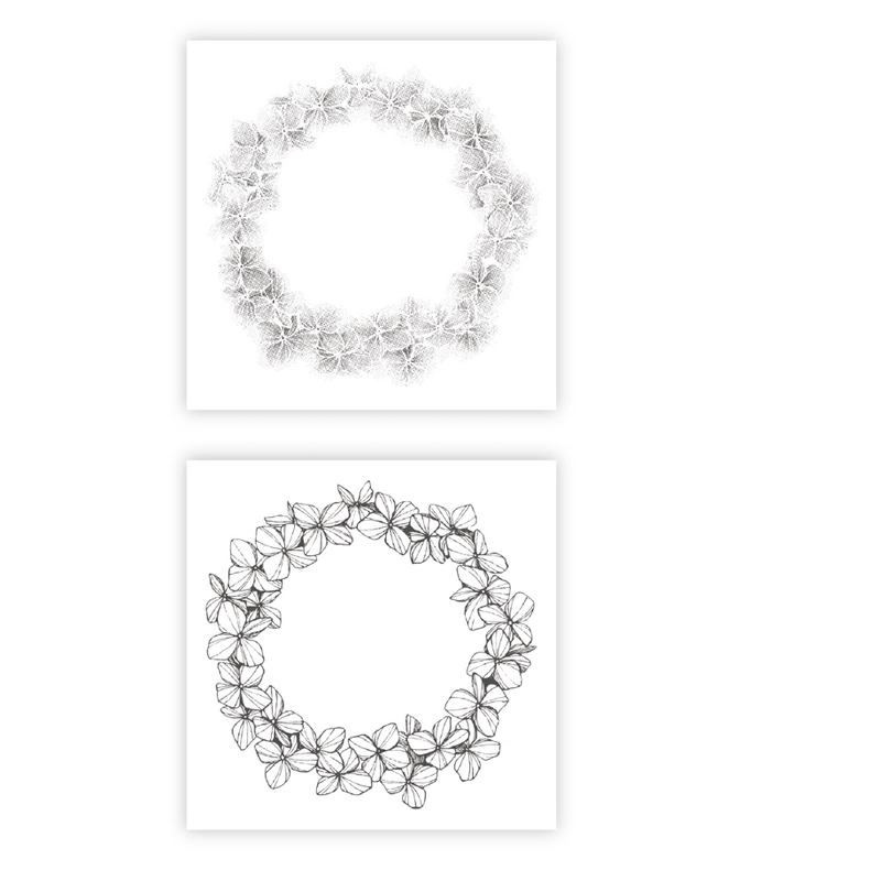 modaizhi Hydrangea Wreath Rubber Stamp Set